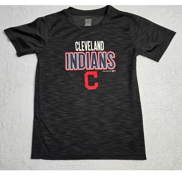 Team Athletics Cleveland Indians Boys T- Shirt Size LG (12/14)- Dark Gray - Picture 1 of 6